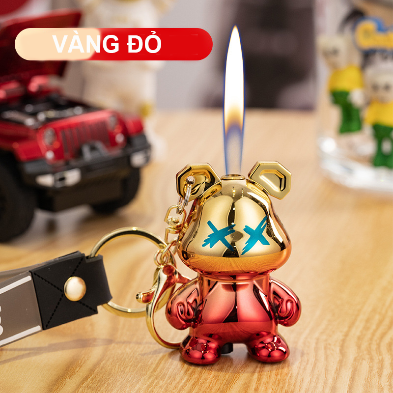 Bật lửa hột quẹt móc khóa hình gấu BEARBRICK chữ X dễ thương - xài gas