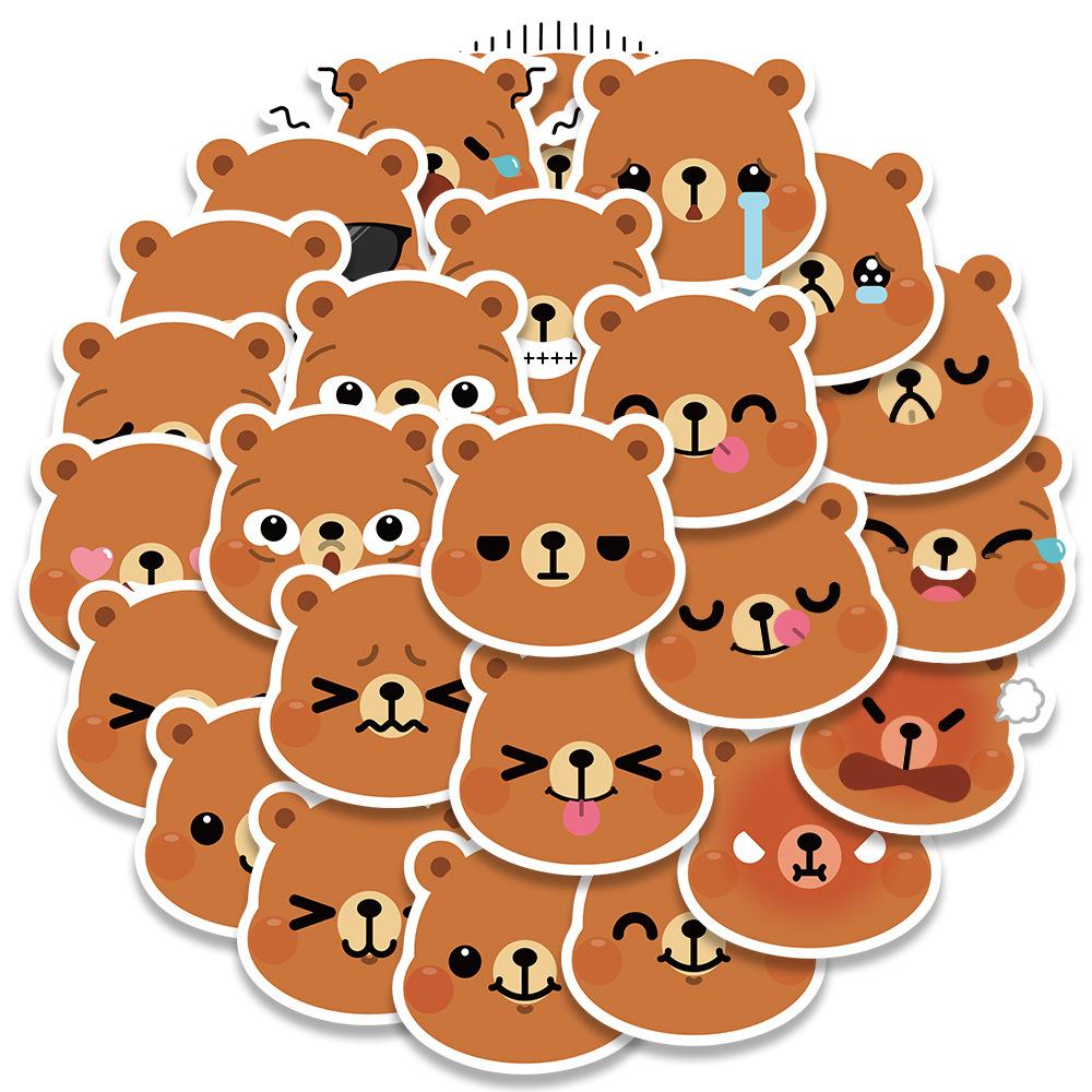 Sticker gấu nâu emotion chibi hoạt hình cute trang trí mũ bảo hiểm, guitar, ukulele, điện thoại, sổ tay, laptop-mẫu S83