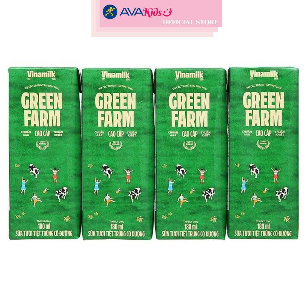 Thùng 48 hộp sữa tươi Vinamilk Green Farm có đường 180 ml (từ 1 tuổi)