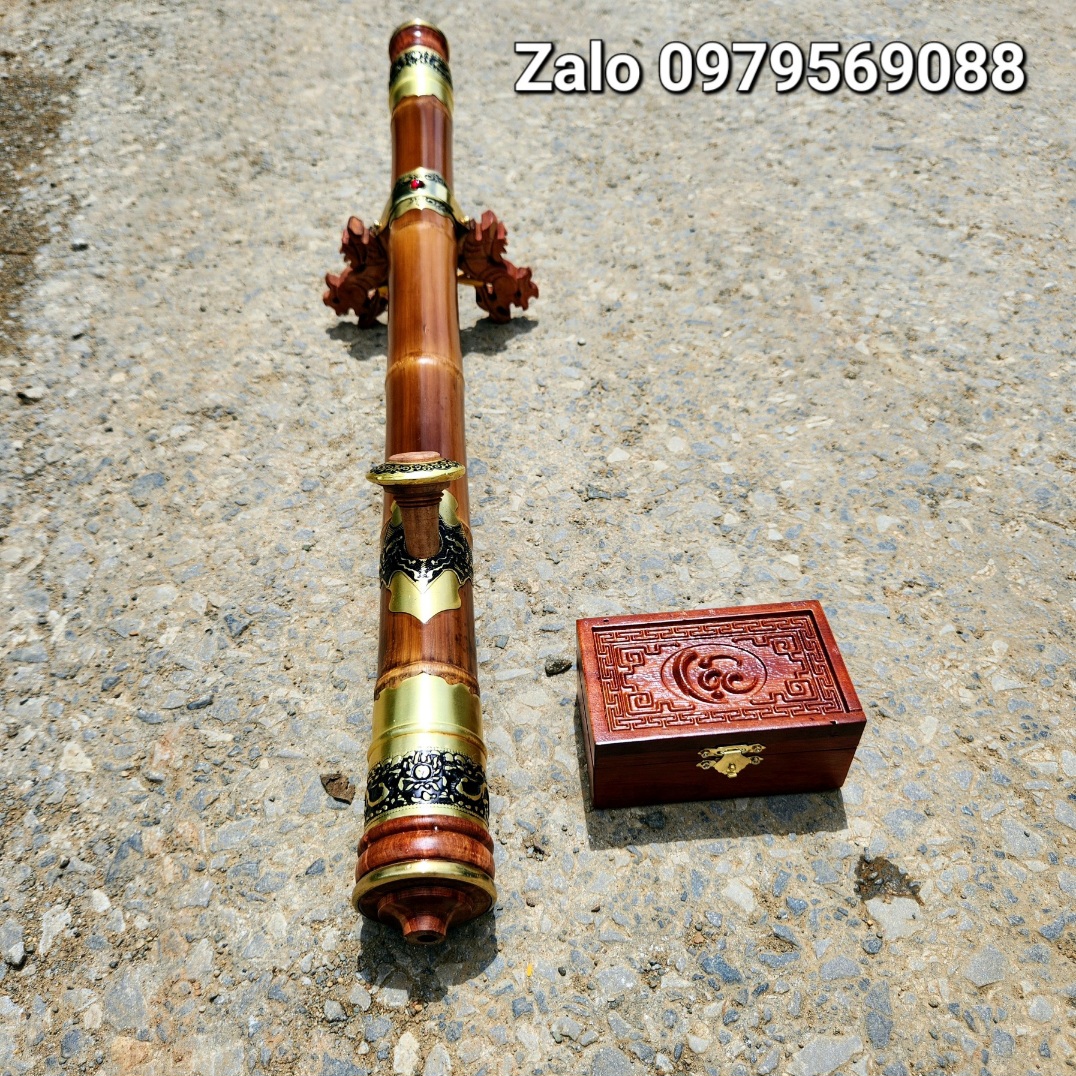 Điếu trúc bọc đồng hoa văn 2 lớp