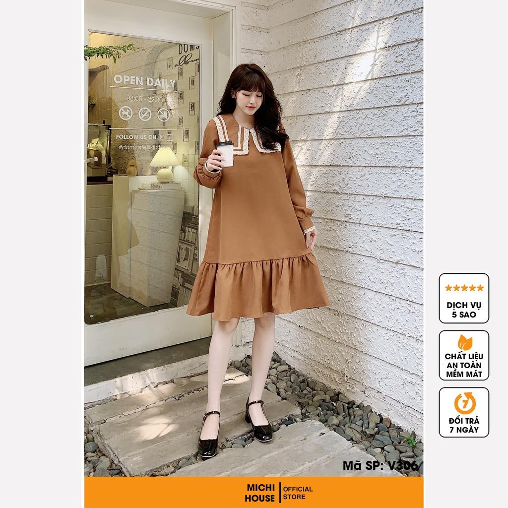 Đầm Suông Rộng Dáng Đuôi Cá Freesize MICHI House Váy Thiết Kế Dài Tay Mặc Bầu Cũng Xinh V306