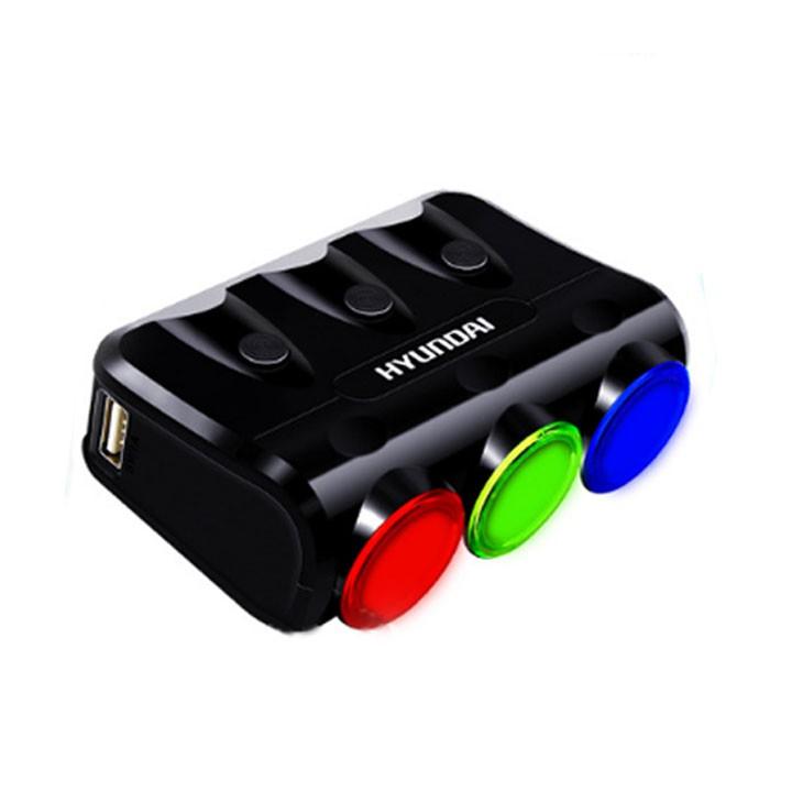 Bộ Chia 3 Nguồn Đầu Tẩu Kèm 2 Cổng USB Cao Cấp