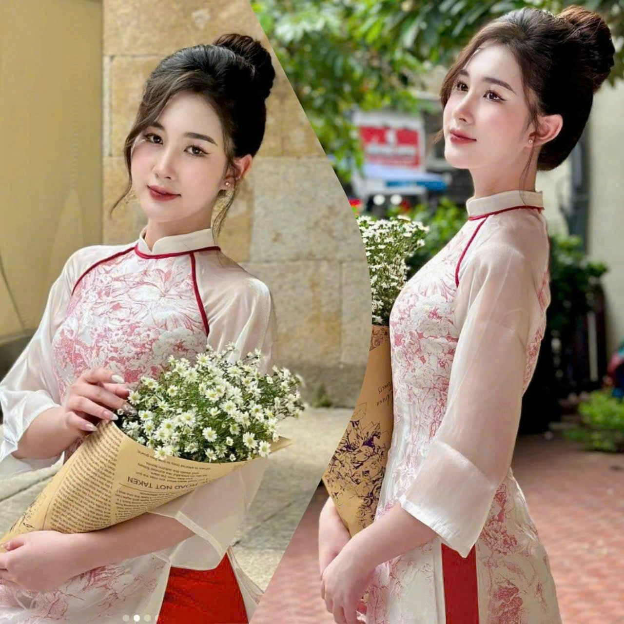 Set Áo Dài Lụa Tơ 4 Tà Duyên Dáng