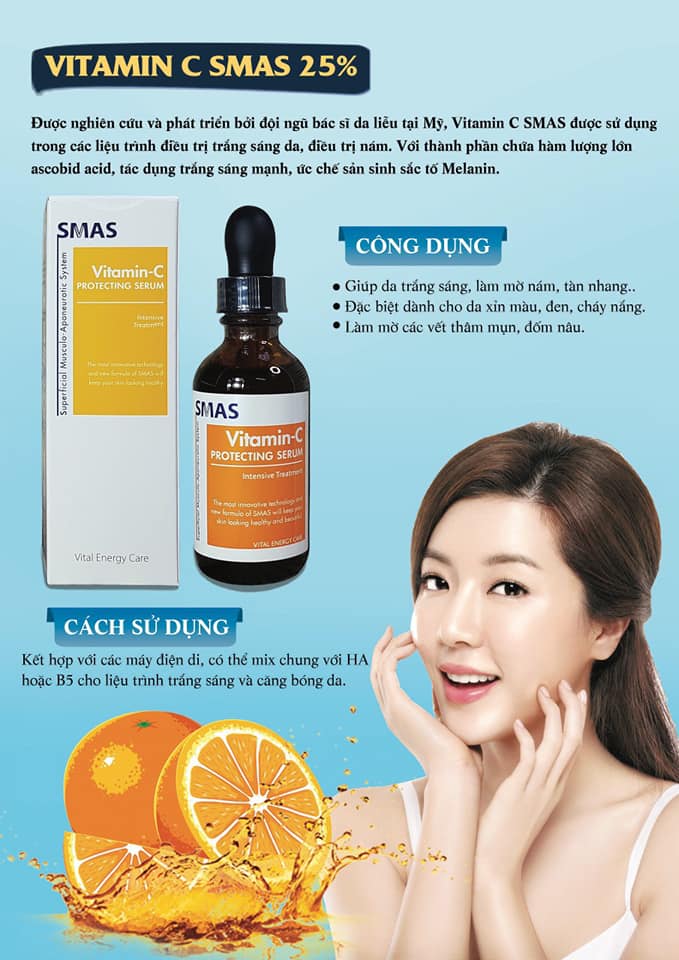 Serum Vitamin C SMAS tinh chất C dưỡng trắng sáng, mờ thâm cho da 60ml