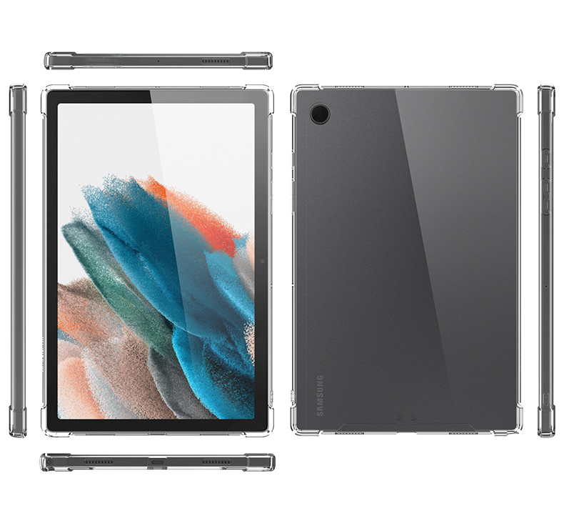 Ốp Lưng Chống Sốc Cho Samsung Tab A8 10.5 inch X200/X205 Dẻo Silicon Trong Suốt, Có Gờ Bảo Vệ Camera