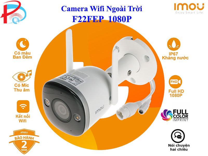 CAMERA WIFI IMOU NGOÀI TRỜI F22FEP 1080P, CÓ MÀU BAN ĐÊM, ĐÀM THOẠI CHIỀU - HÀNG CHÍNH HÃNG