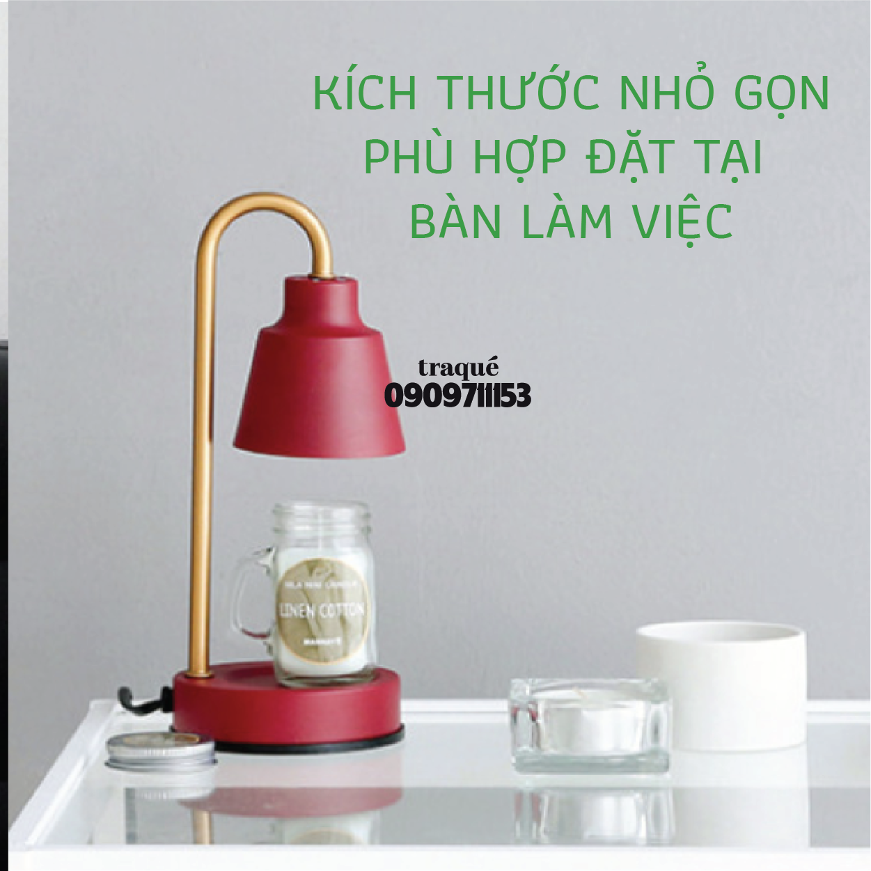 [Size nhỏ - để bàn làm việc] Đèn đốt nến thơm phong cách tối giản hiện đại - giúp nến toả hương tốt,an toàn hơn