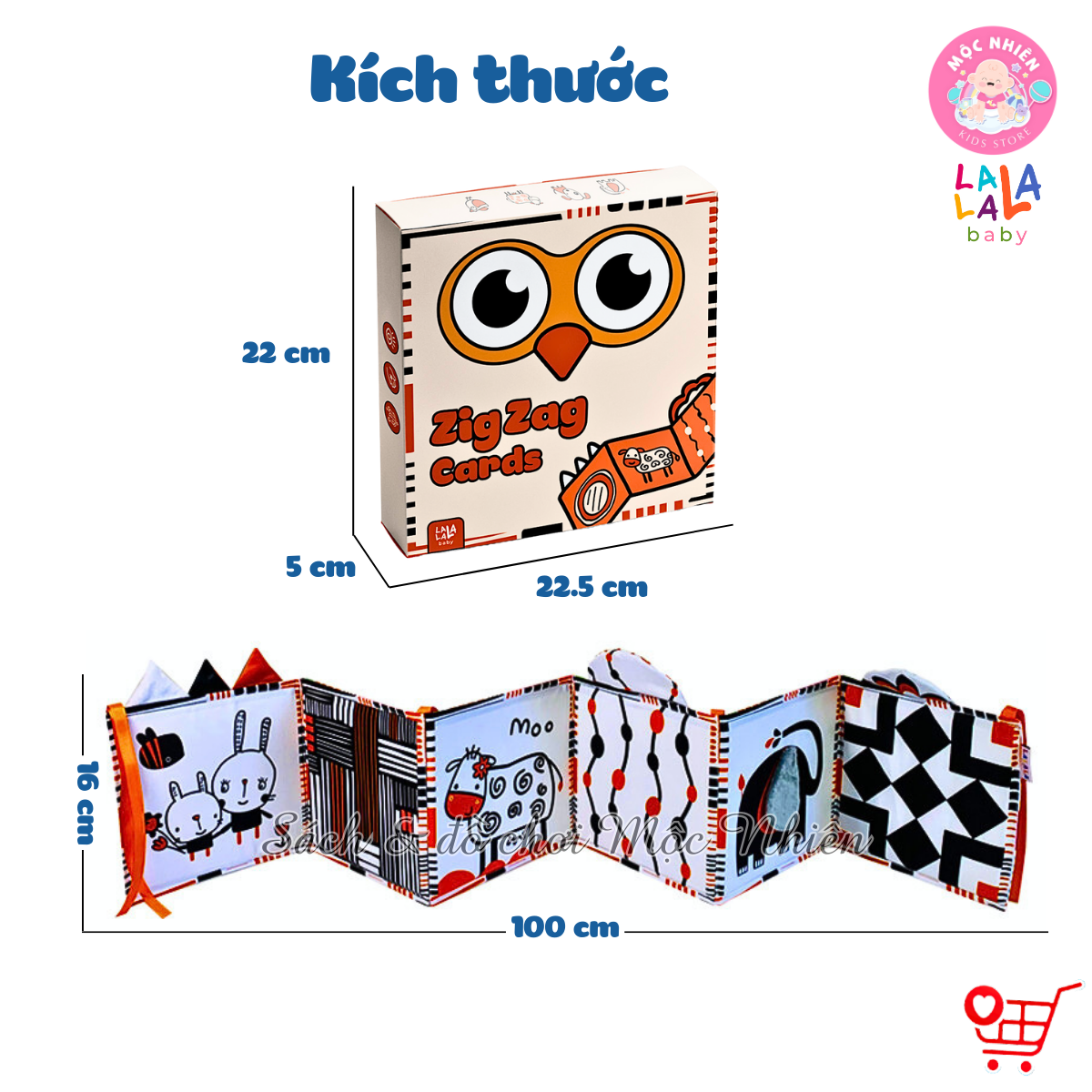 Sách Vải ZicZac Đa Tương Tác Kiêm Đồ Chơi Quây Cũi Kích Thích Thị Giác Cho Trẻ Sơ Sinh - Lalala Baby