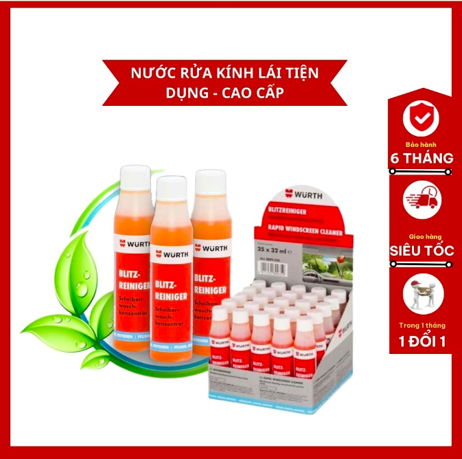Nước rửa kính ô tô Wurth đậm đặc - Dung tích 32ml - Vệ sinh kính lái ô tô.