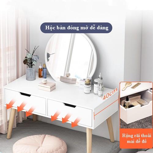 Bàn trang điểm ngồi bệt, bàn phấn mini phong cách hiện đại, chân gỗ tự nhiên trang trí phòng ngủ