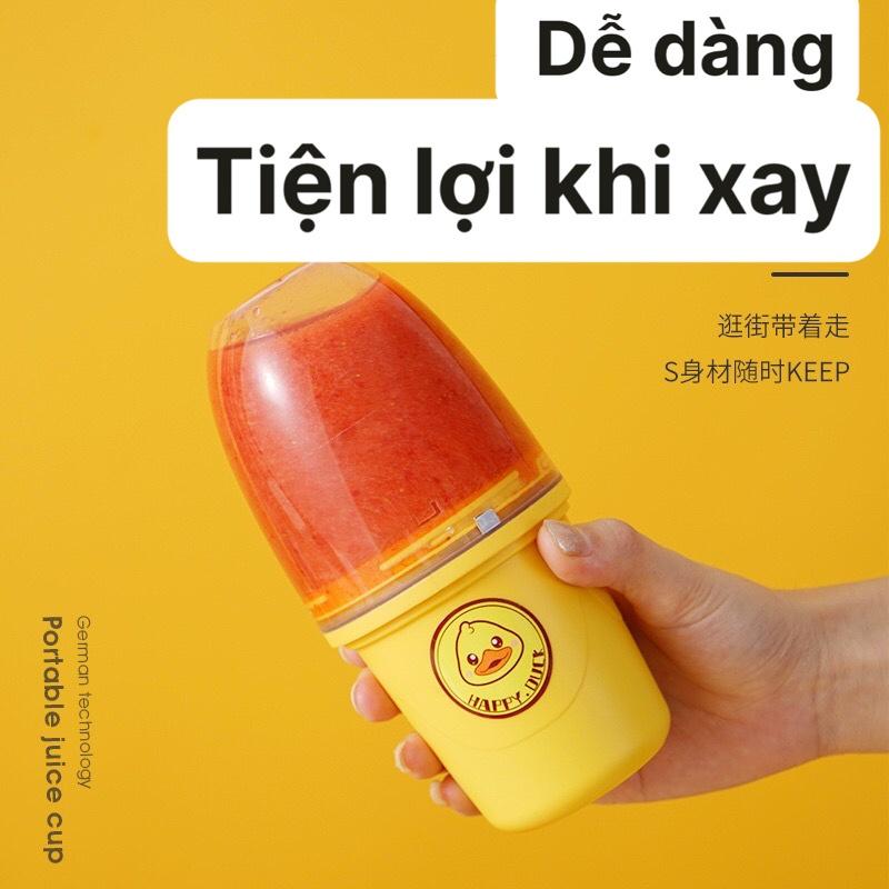 Máy xay sinh tố cầm tay, máy xay sinh tố vịt vàng dung tích 400ml màu vàng nhỏ gọn, dễ mang theo