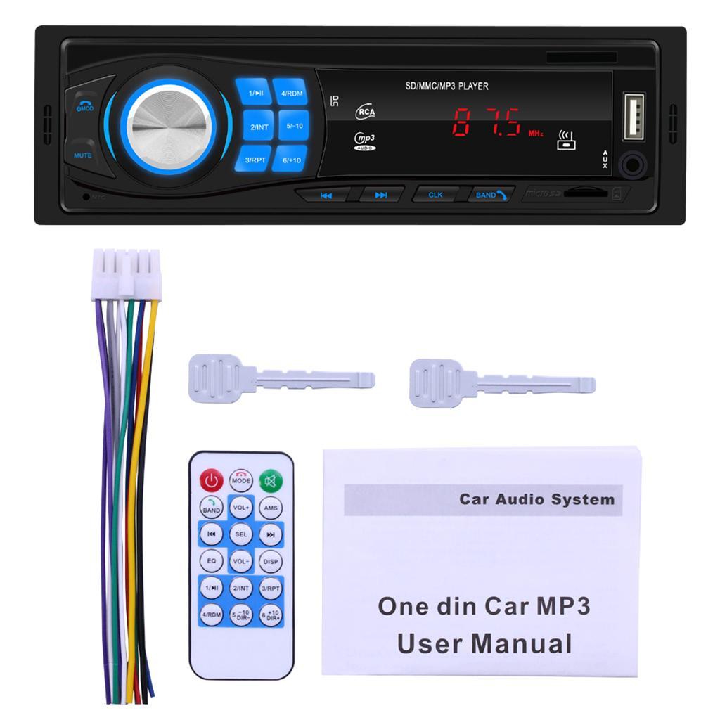 1 DIN Car MP3 Player Bluetooth USB Receiver AUX Stereo Audio Radio