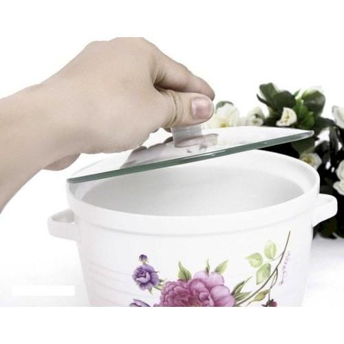 ÂU SỨ ĐỰNG CƠM CANH CÓ NẮP KÍNH  18cm