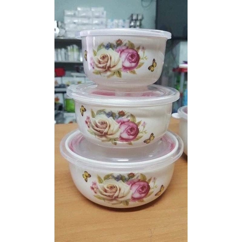 Bộ Bát Sứ Có Nắp Hút Chân Không