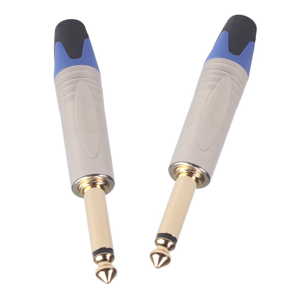 Pack of 2 1/4 6.35mm Stereo Solder Connector Jack Plug Mixer Microphone