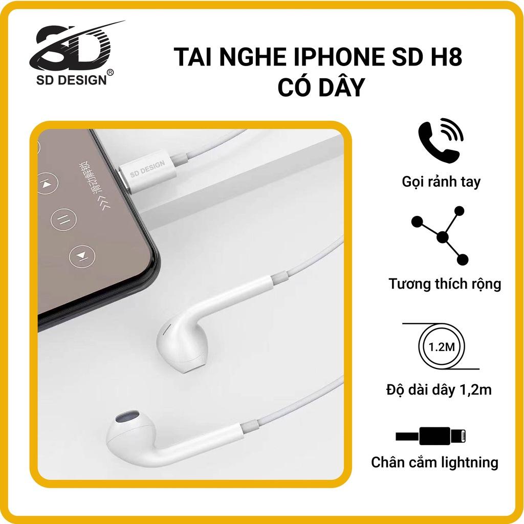 Tai nghe cho iPhone nhét tai chân SD DESIGN H8 có mic đàm thoại - Kết nối bluetooth mới dùng được