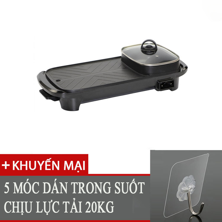 (KÈM 5 MÓC GIÁN TƯỜNG) Bếp lẩu nướng 2 trong 1 , công suất 1300W, vừa nấu lẩu vừa nướng chắc chắn và an toàn