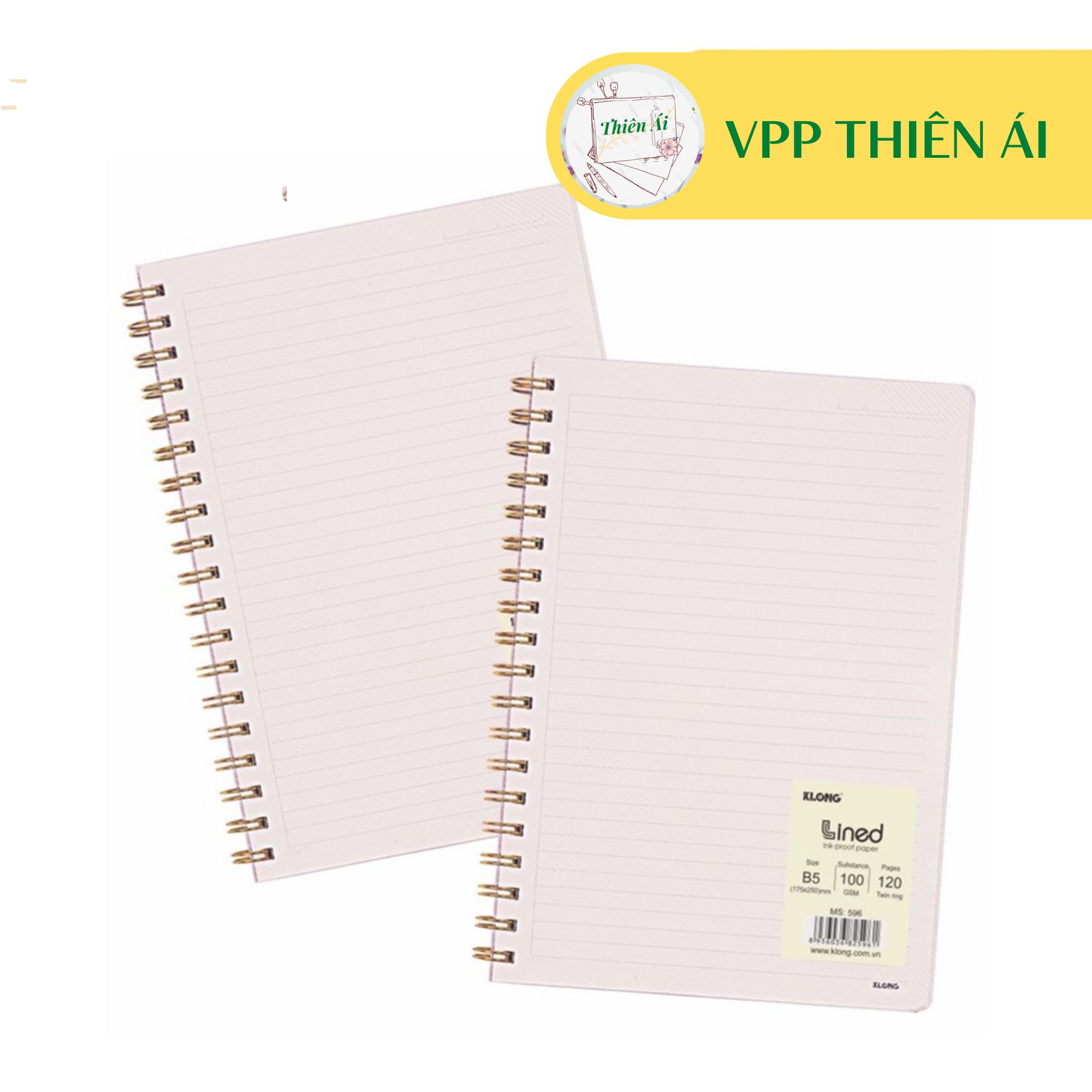 Klong - Sổ Dash Line lò xo kép B5 100/76 bìa trong 120/200tr; MS 596/597 - VPP Thiên Ái