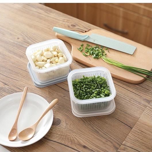 Hộp trữ đông, hộp nhựa đựng thức ăn tủ lạnh tách nước giúp thực phẩm tươi lâu