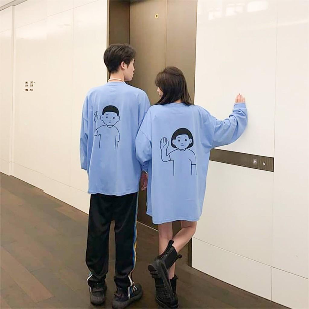 Áo Thun Tay Dài Có Bo Tay Unisex Couple Giơ Tay ( HÀNG ĐẸP KÈM ẢNH THẬT )