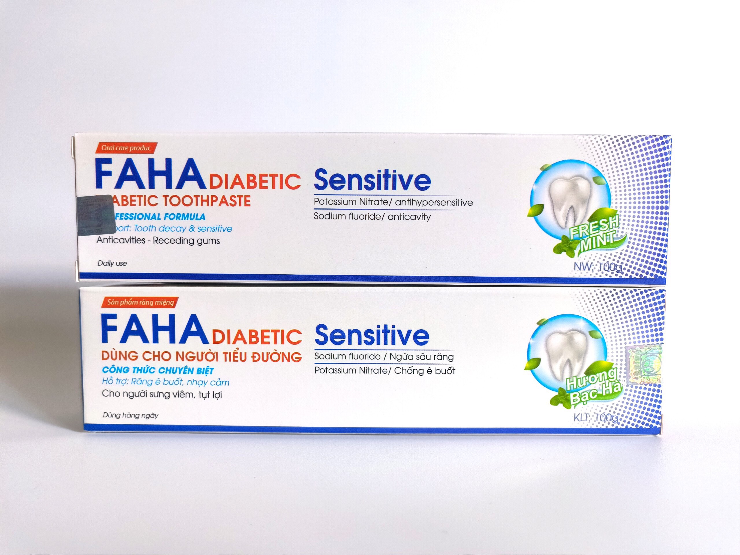 Kem đánh răng cho người Tiểu Đường FAHA DIABETIC TUBE 100G- Hoạt chất NEUTRAL FLOURIDE 0.243