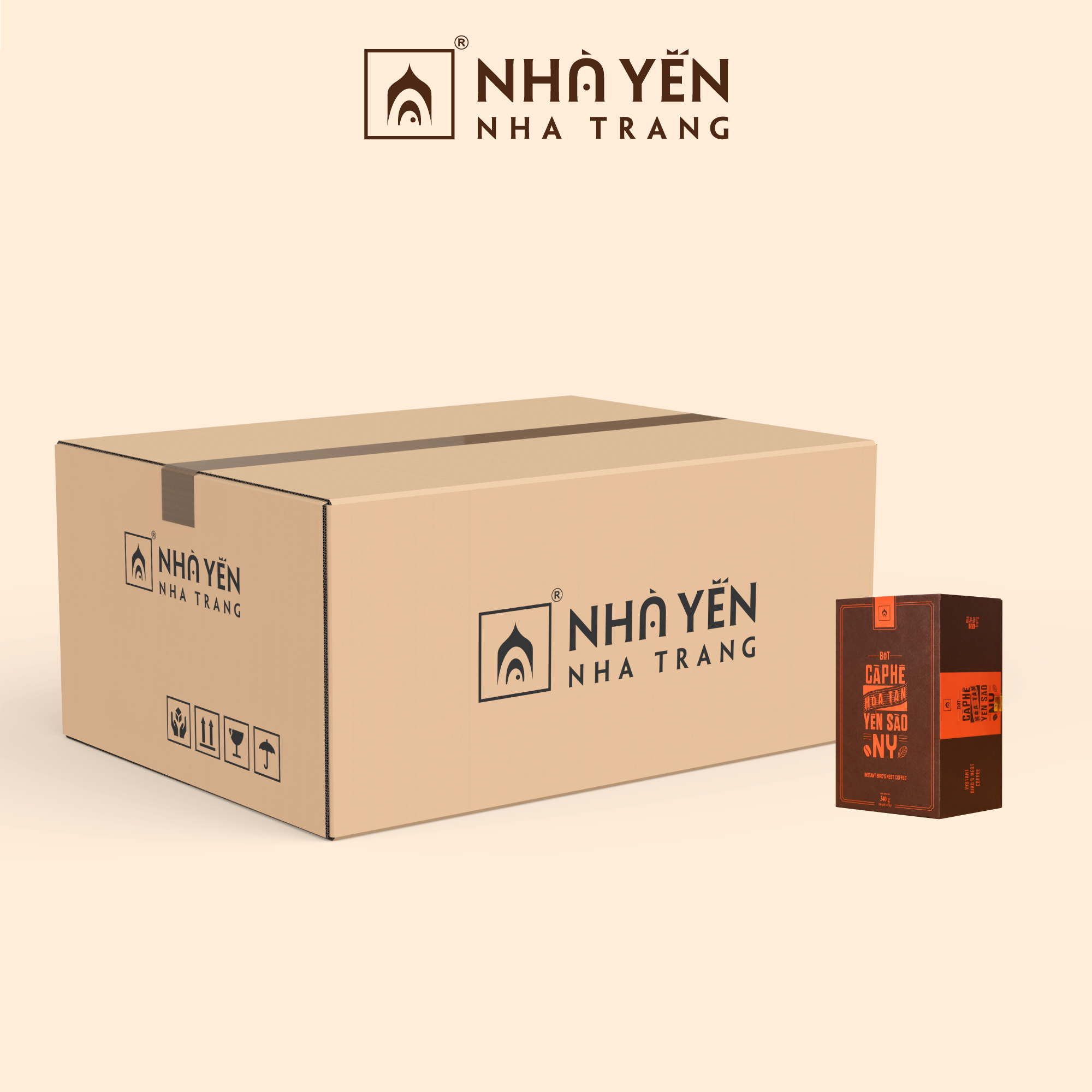 Thùng 24 Hộp Bột Cà Phê Hòa Tan Yến Sào NY - Nhà Yến Nha Trang - Hộp 20 Gói - Cà Phê Bột - Cà Phê Sữa - Hàng Chính Hãng