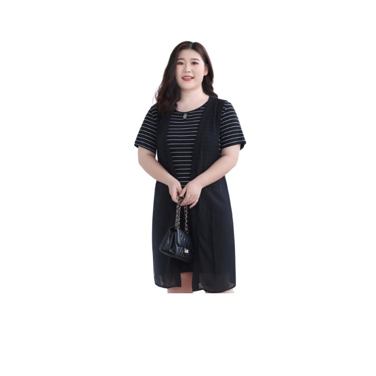 Đầm suông sọc phối khoát voan bigsize (thời trang trung niên anitagreen) BS4-621