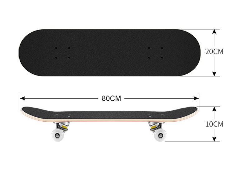 Ván Trượt Skateboard Mẫu Chuẩn Phù Hợp Cho Thanh Thiếu Niên - Ván Trượt Mặt Nhám Đen Chống Trơn Trượt, Ván Trượt Gỗ 80cm x 20cm (Nhiều họa tiết)