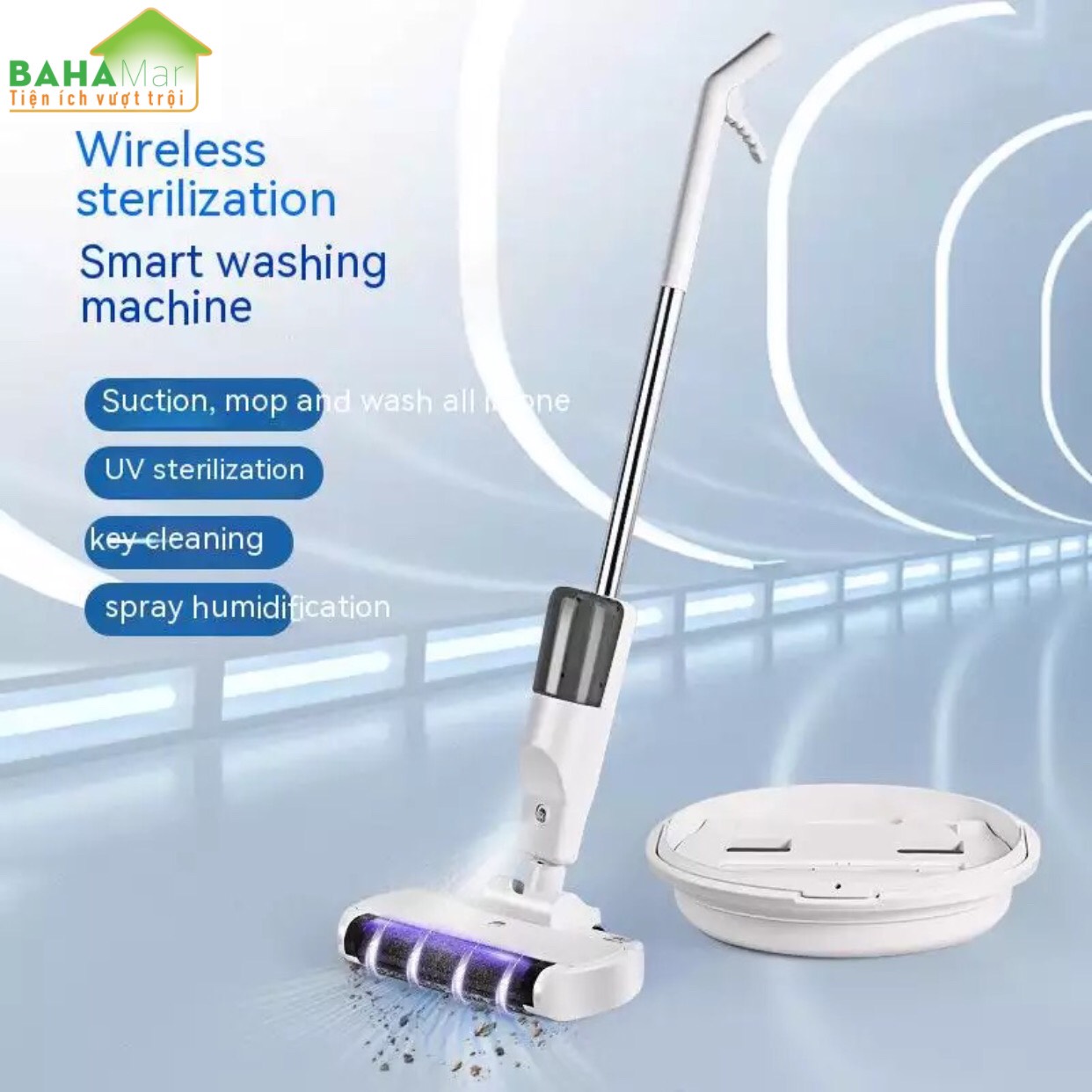 BỘ MÁY HÚT BỤI - LAU NHÀ THÔNG MINH LAU ƯỚT VÀ KHÔ BẰNG CON LĂN HÚT - GIẶT TỰ ĐỘNG "BAHAMAR" tự động lau ướt và khô thông minh, có con lăn thực hiện hút và giặt thuận tiện không lo bẩn tay