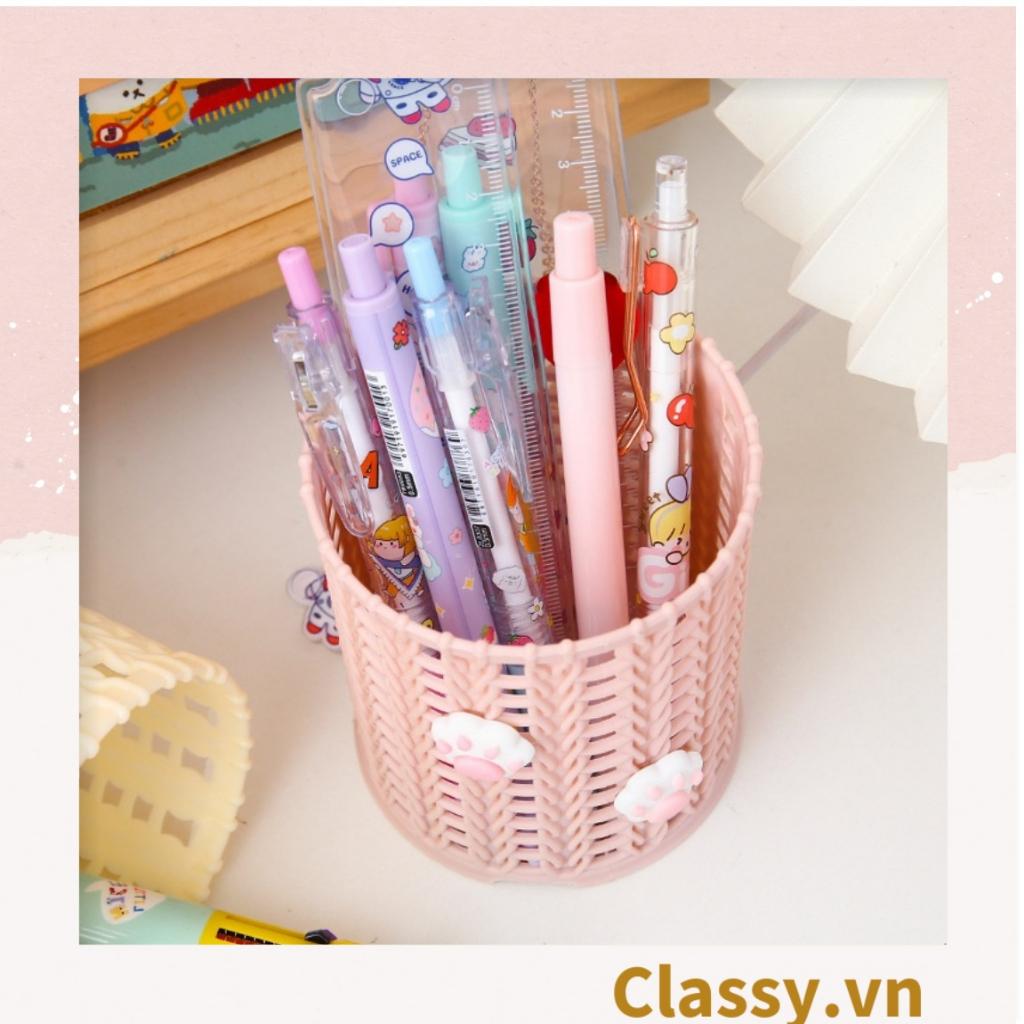 Hộp nhựa lưới Classy Đựng Bút Đựng Viết, Văn Phòng Phẩm màu pastel họa tiết hoạt hình PK938