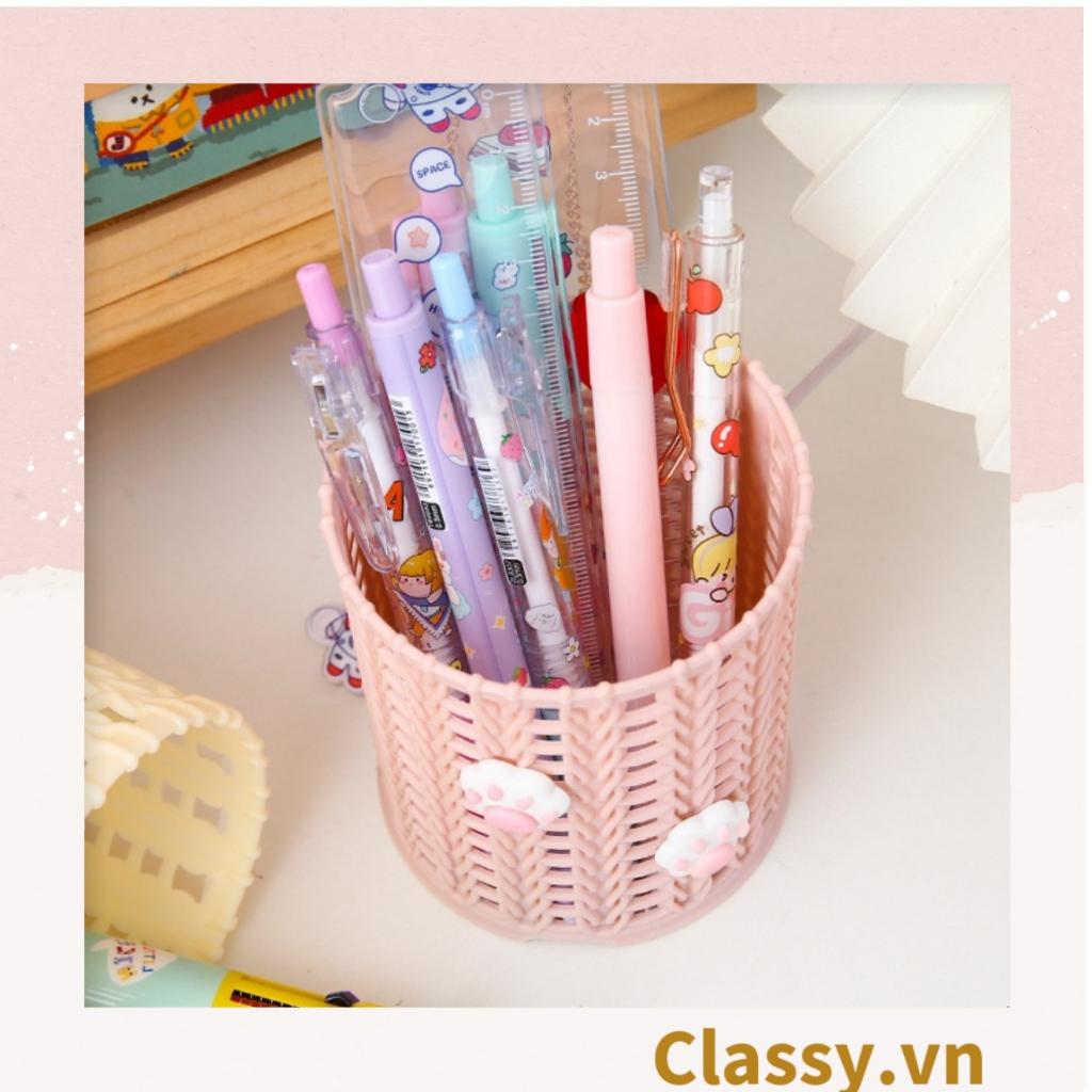 Hộp nhựa lưới  Classy Đựng Bút Đựng Viết, Văn Phòng Phẩm màu pastel họa tiết hoạt hình PK938