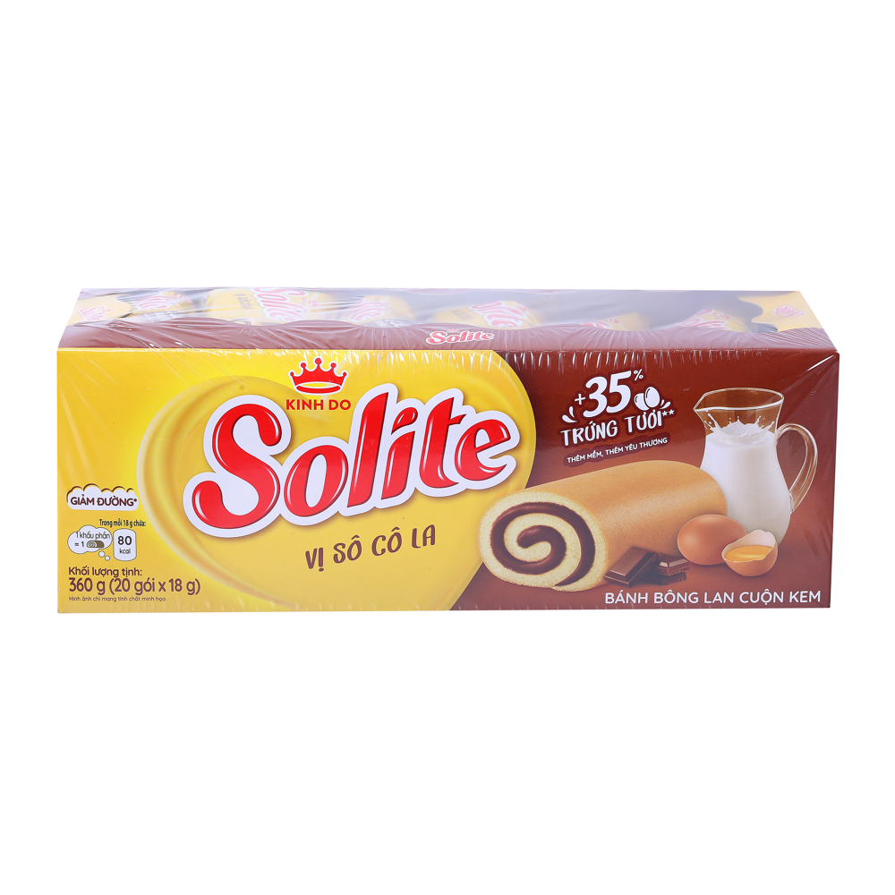 Bánh Bông Lan Cuộn Kem Vị Socola Solite Hộp 360G