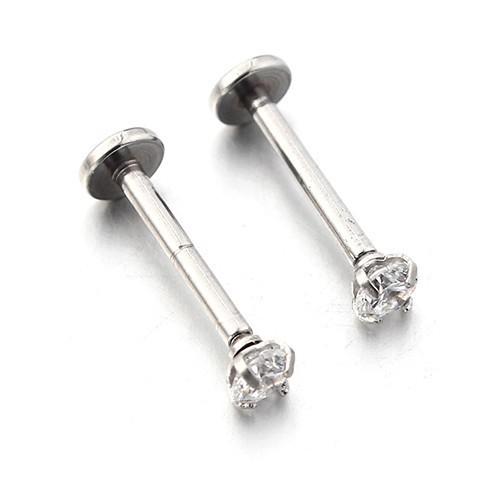 Bộ 2 cái khuyên môi đính đá bằng thép không gỉ-h19