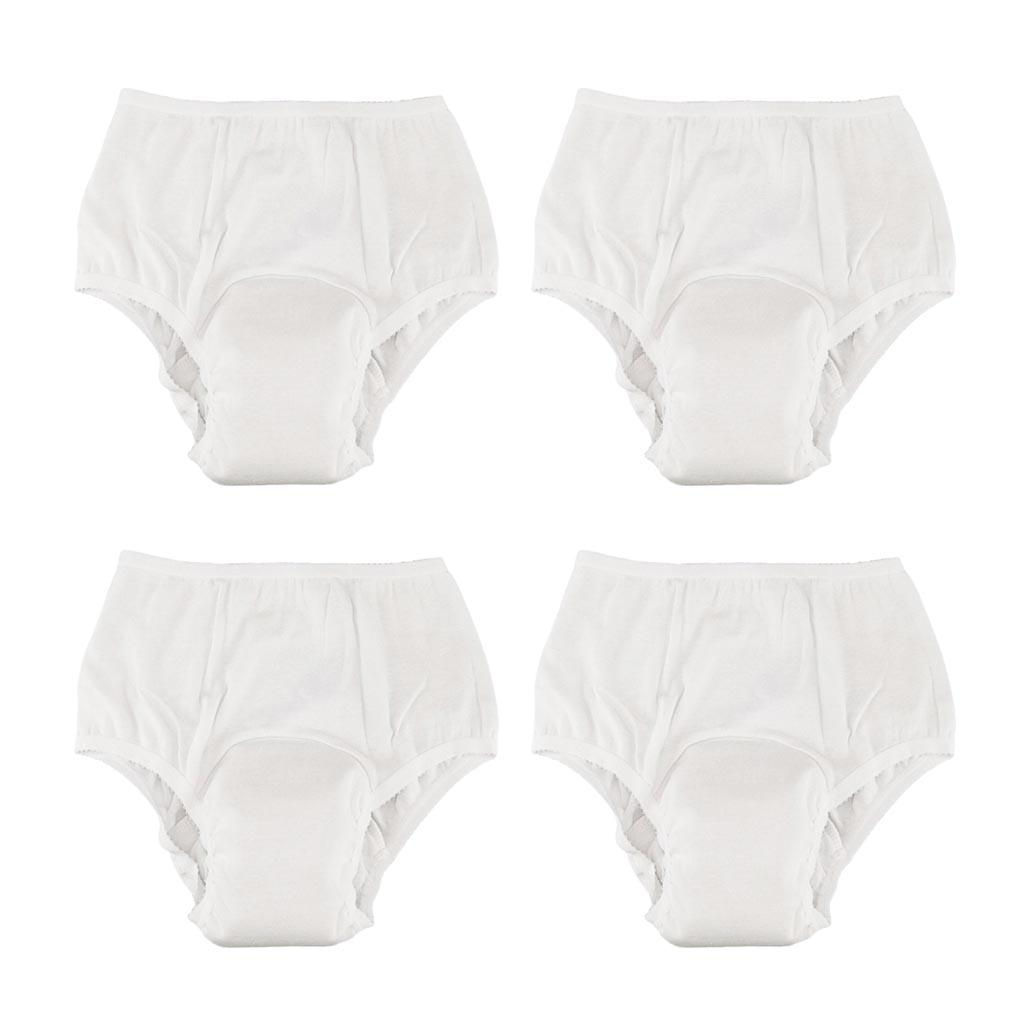 4 Pcs Washable Absorbency Incontinence Aid Cotton Underwear Briefs Women XL