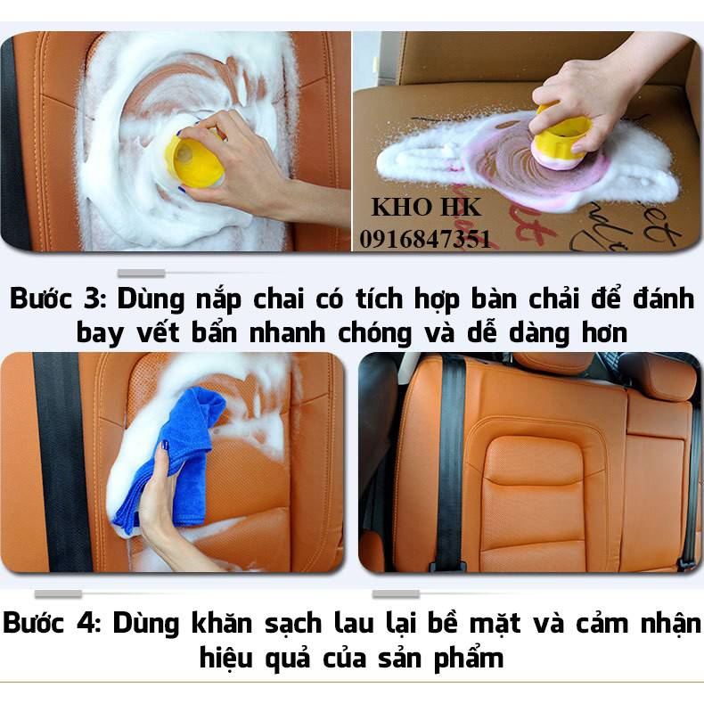 CHẤT TẨY RỬA Vệ Sinh Nội Thất Ô tô - Làm Sạch Ghế Da - Xịt bọt - Trần nỉ - Tẩy Ghế Sofa - Foam Cleaner