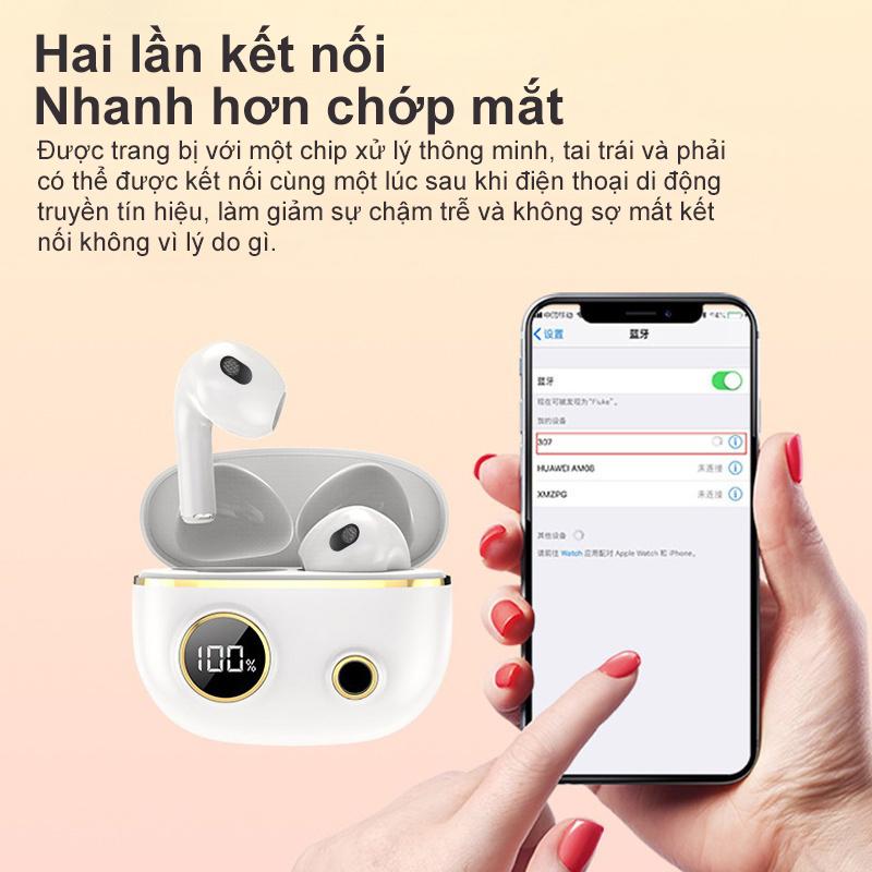 [HÀNG CHÍNH HÃNG GOOJODOQ] Tai nghe Bluetooth GOOJODOQ không dây IPX5 TWS 5.3 Âm thanh nổi Hi-Fi kèm hộp sạc Màn hình hiển thị điện kỹ thuật số LED