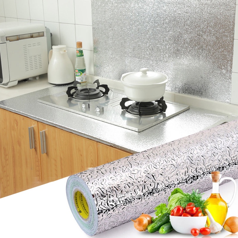 Giấy Bạc Dán Bếp Cách Nhiệt Chống Dầu Mỡ Dễ Lau Chùi Cuộn Decal Dán Tường Nhà Bếp Chống Thấm Bền Đẹp 1 Cuộn Kích Thước 3x0.6M