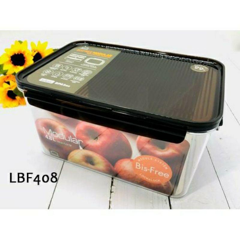 Hộp Bảo Quản Thực Phẩm Cao Cấp Hình Chữ Nhật 4,8 lít Bisfree LBF408 Nắp Nâu