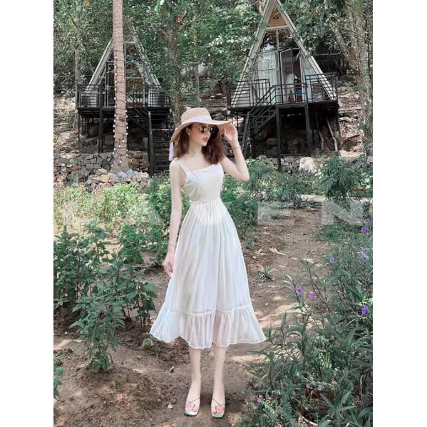ĐẦM VOAN 2 LỚP THẮT NƠ SAU LƯNG XINH XẮN