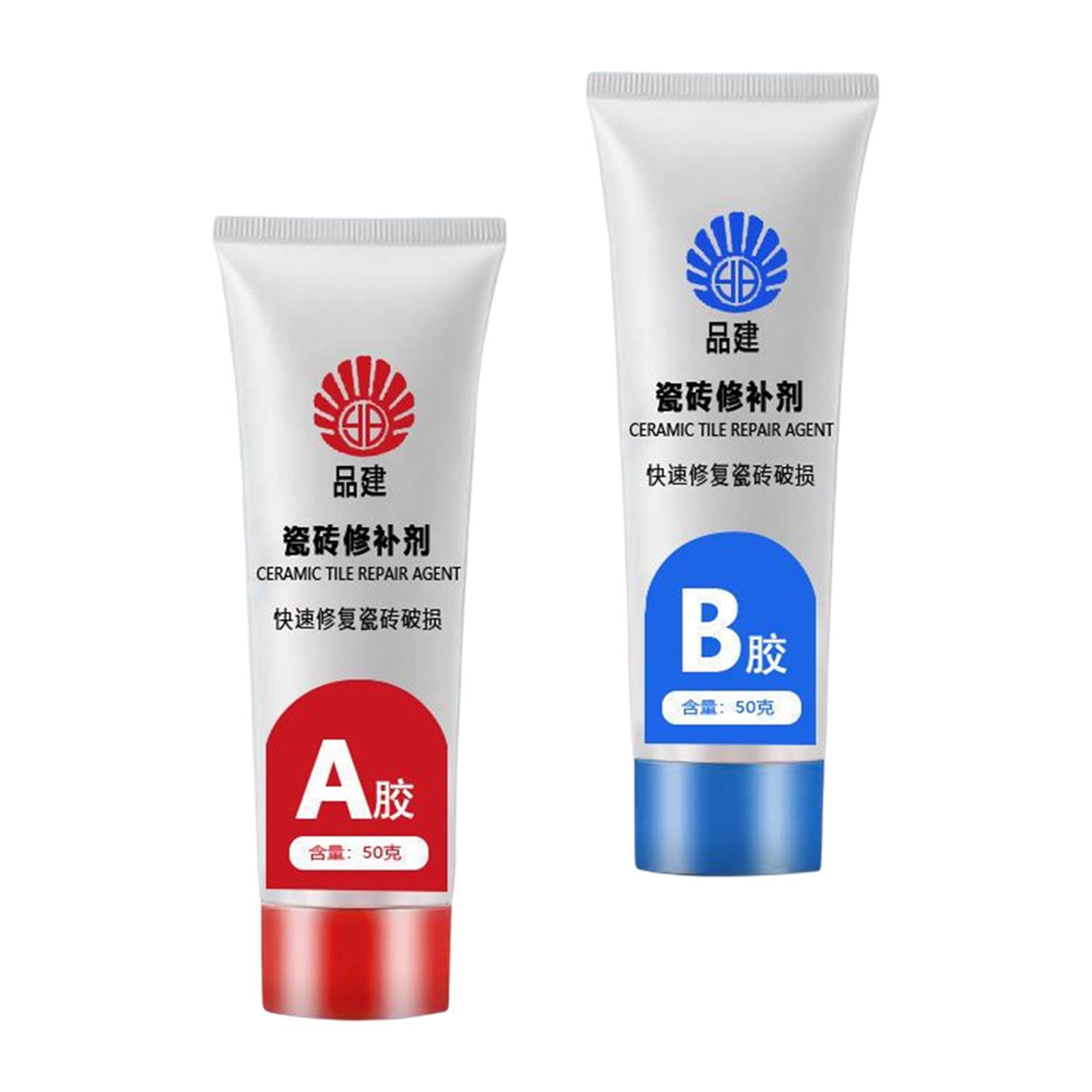 2x Tile Repair Agent Tub Repair Fix Hole Ceramic Repair Paste for Bathtub Toilet Shower