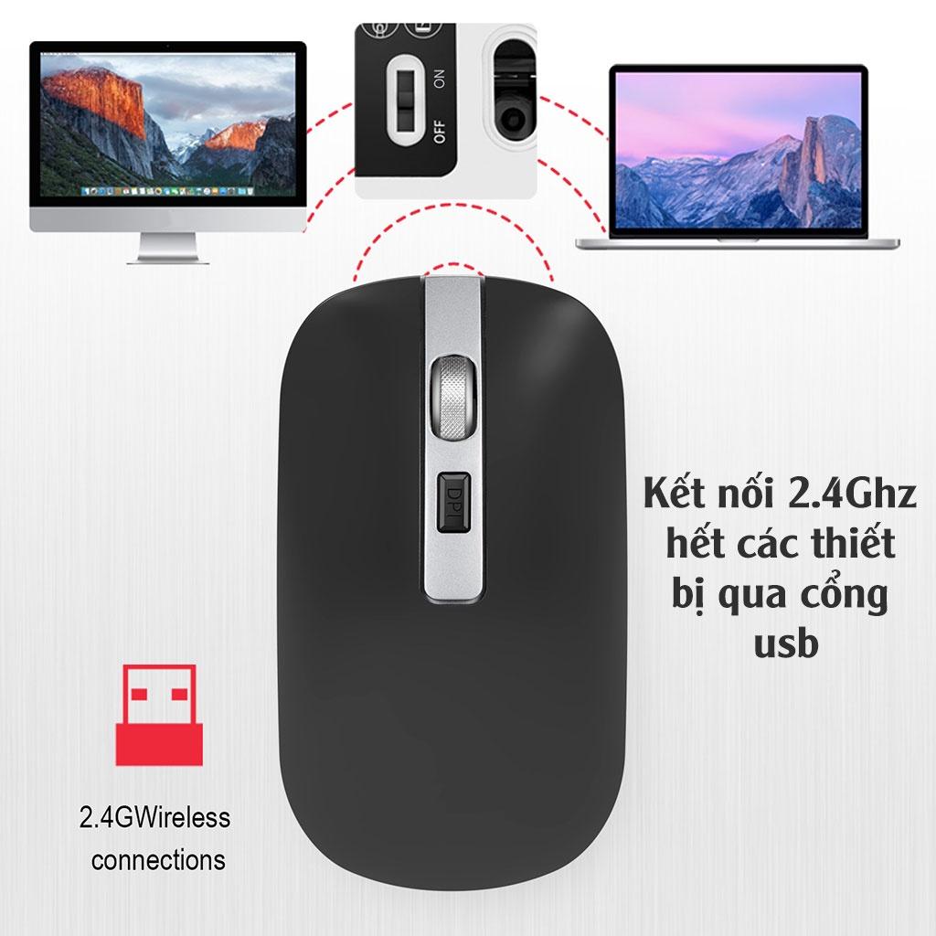 Chuột Không Dây PIX-LINK P30 Sạc Điện Chống Ồn Wireless 2.4Ghz Dùng Cho Laptop, Macbook, Pc, Tivi - Hàng Chính Hãng