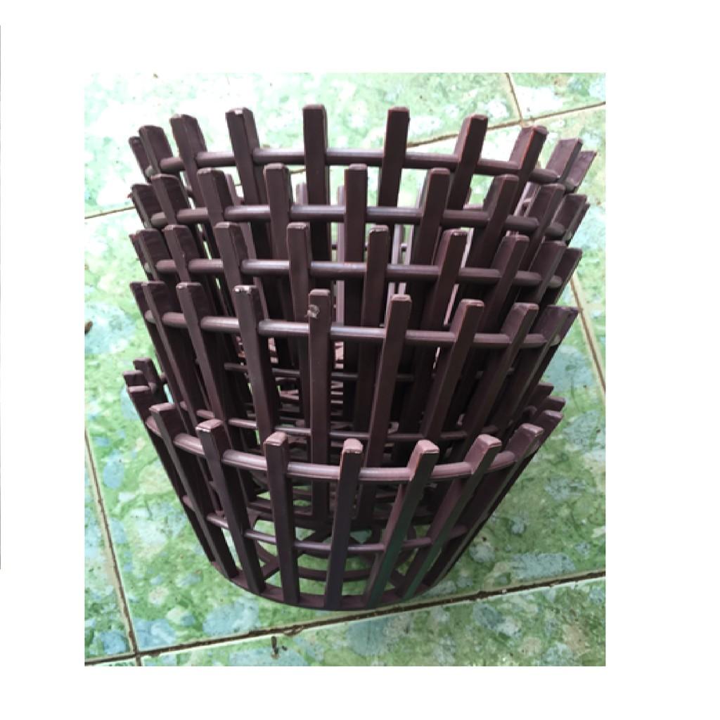 Combo 10 chậu nhựa giả gỗ phi 30