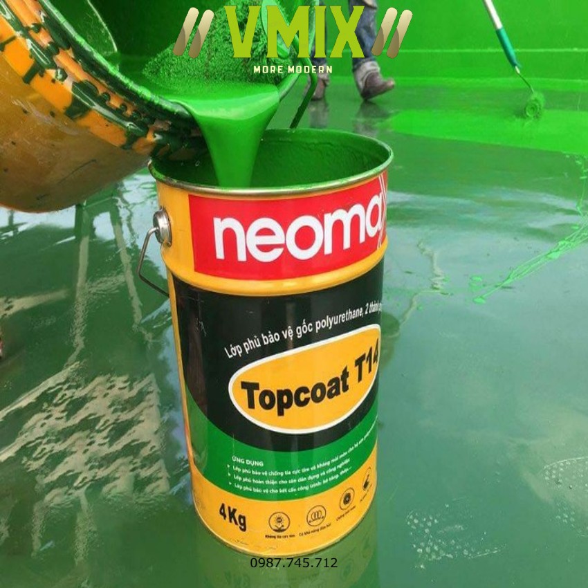 [5kg] Lớp báo vệ chống thấm Topcoat gốc Polyurethane 2 thành phần Neo Max dễ dàng thi công tiết kiệm chi phí cán vữa.