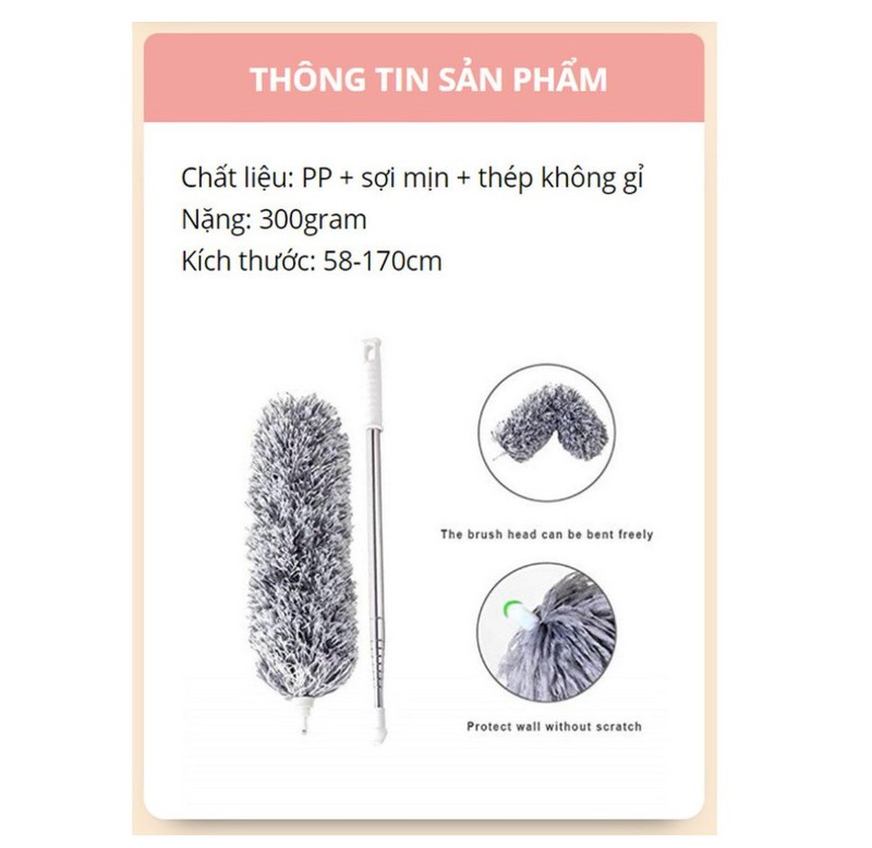 CHỐI QUÉT TRẦN NHÀ ĐA NĂNG - THIẾT KẾ DỄ DÀNG LAU CHÙI MỌI NGÓC NGÁCH - ĐEM LẠI KHÔNG GIAN NHÀ Ở SẠCH SẼ - GỌN GÀNG