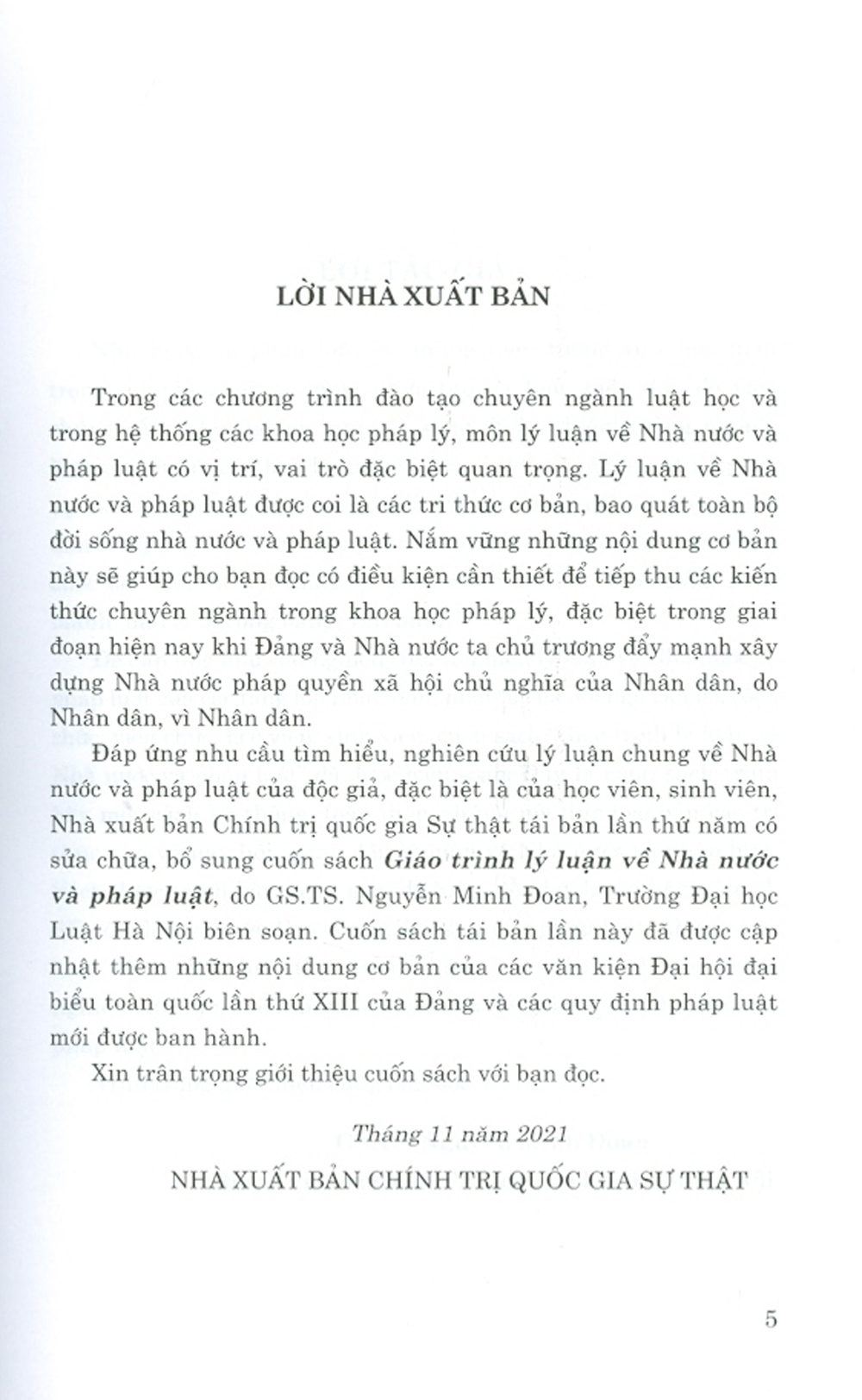 Giáo Trình Lý Luận Về Nhà Nước Và Pháp Luật (Tái Bản Lần Thứ Sáu, Có Sửa Chữa, Bổ Sung)