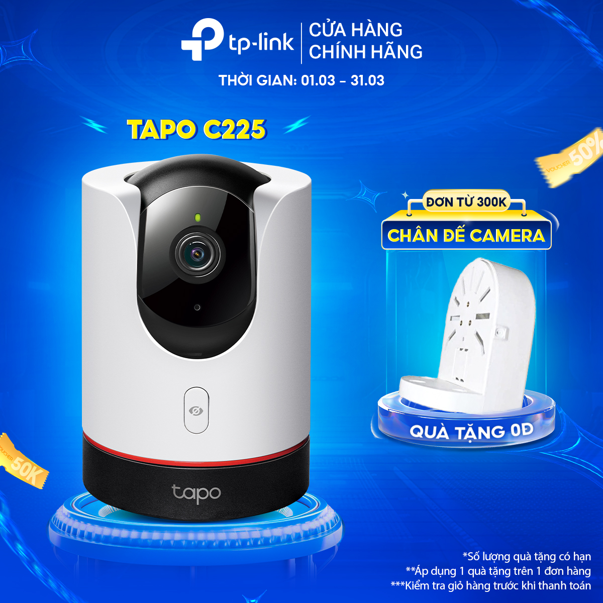 Camera WiFi AI TP-Link Tapo C225 An Ninh Gia Đình QuayQuét - Hàng Chính Hãng - Tapo C225
