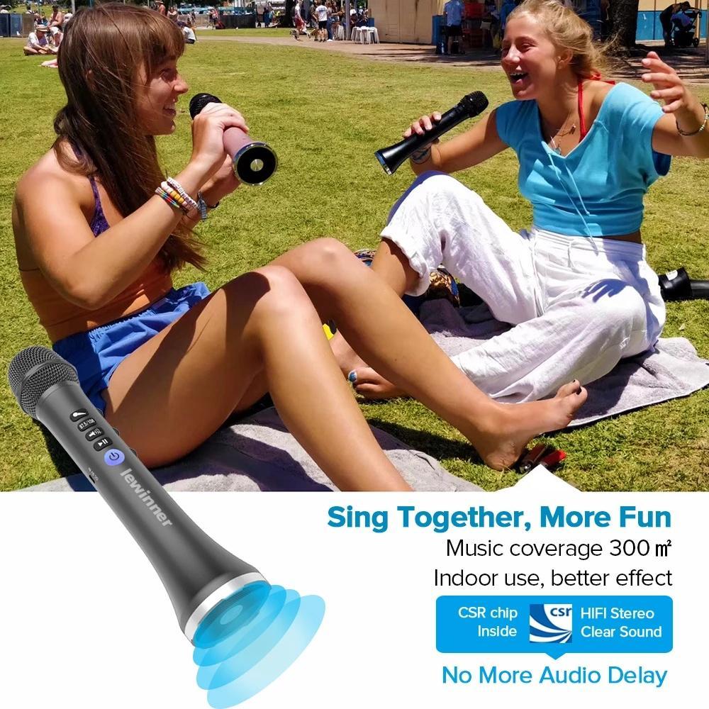 Micro Karaoke không dây Loa Bluetooth 2in1 Cầm tay Hát & Ghi âm Máy nghe nhạc KTV di động cho IOS / Android