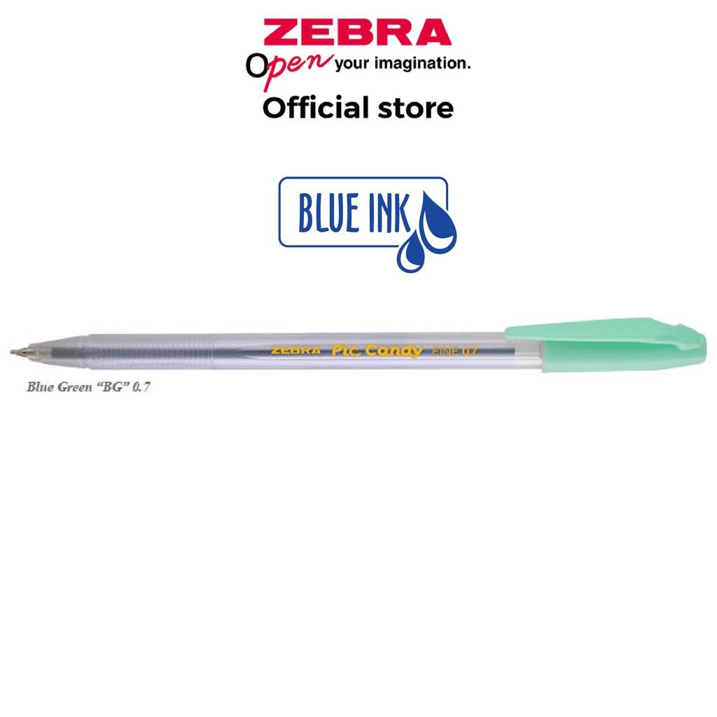 Viết bi nắp Pic Candy 0.7mm hộp 12 cây mực xanh - Zebra