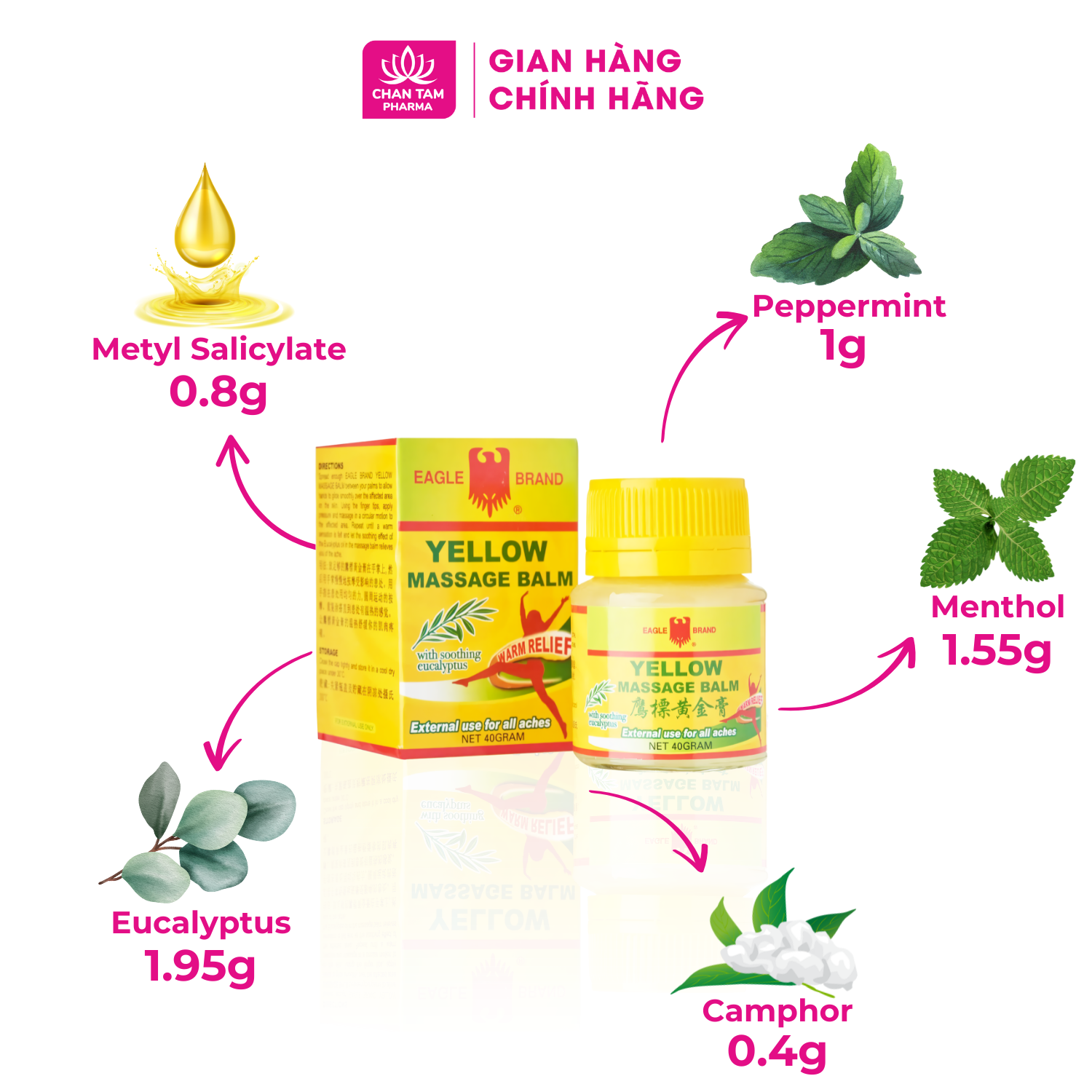 [Chính Hãng Singapore] Dầu Cù Là Con Ó Vàng Yellow Balm 20g - Giảm Nhanh Cơn Đau