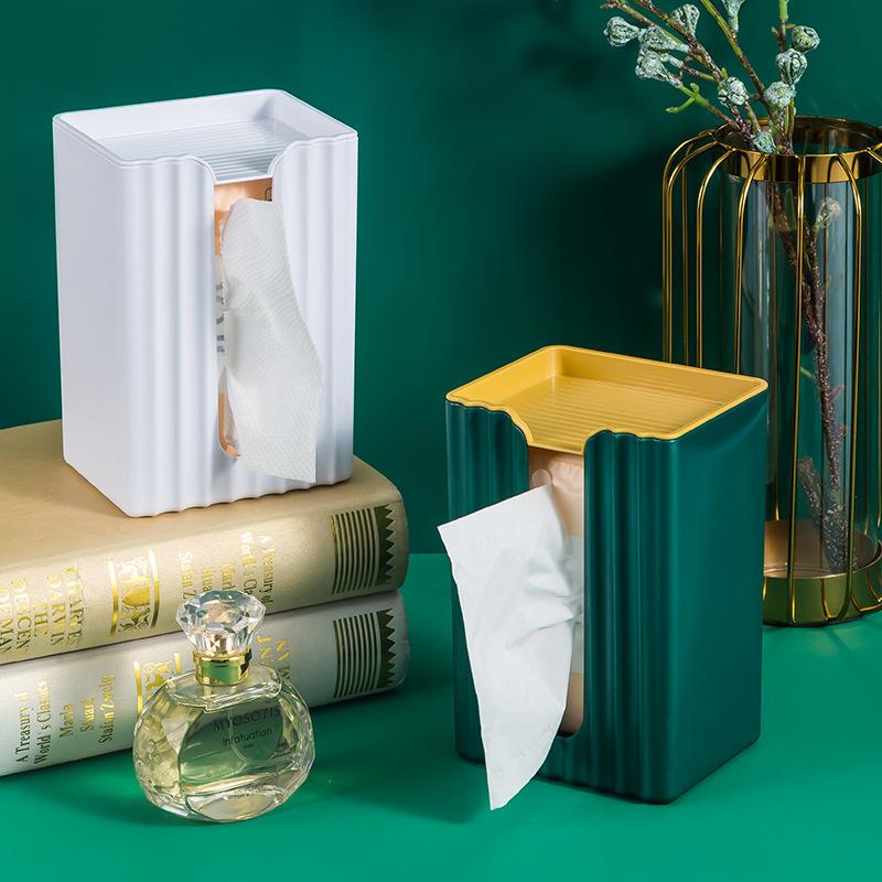 Hộp Đựng Khăn Giấy Gắn Tường Bằng Nhựa Không Cần Đục Lỗ Chống Bụi Màu Sắc Sáng Tạo